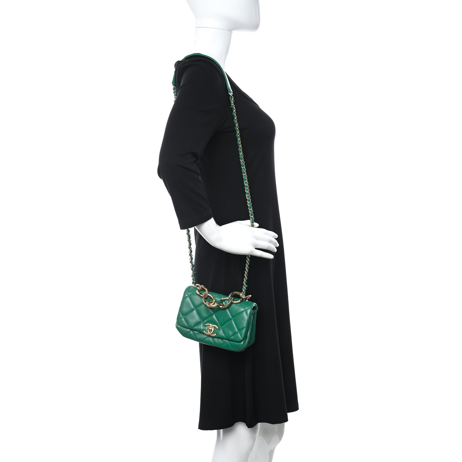 Chanel Lambskin Quilted Mini Color Match Flap Green 2 of 11