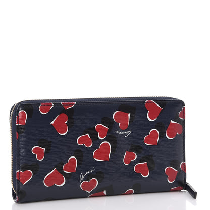 Gucci Calfskin Heartbeat Print Zip Around Wallet Blue 3 of 10
