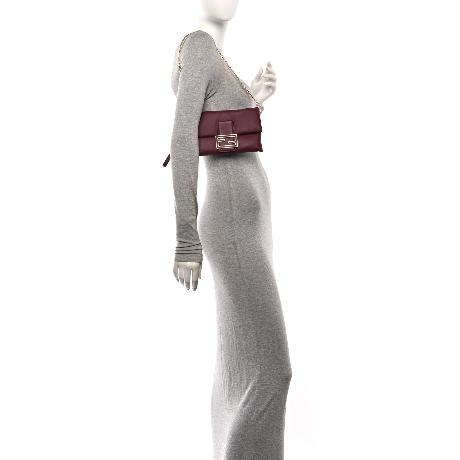 Fendi Nappa Mama Baguette Pouch Bordeaux 2 of 11