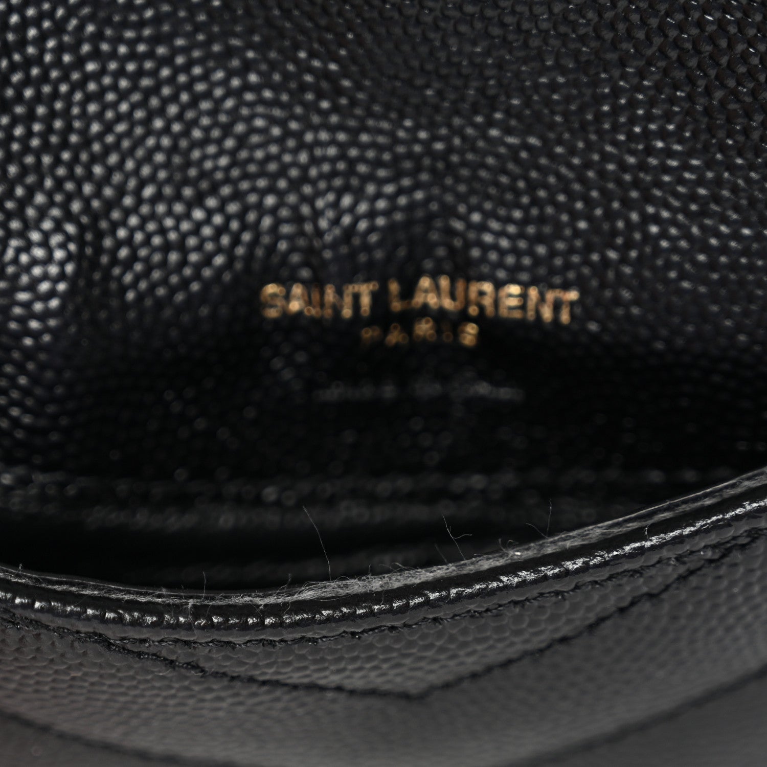 Saint Laurent Grain De Poudre Matelasse Chevron Monogram Compact Wallet Black 8 of 9