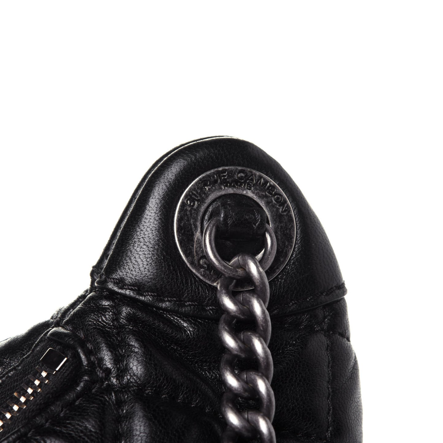 Lambskin Quilted Banane Waist Bag Fanny Pack Black