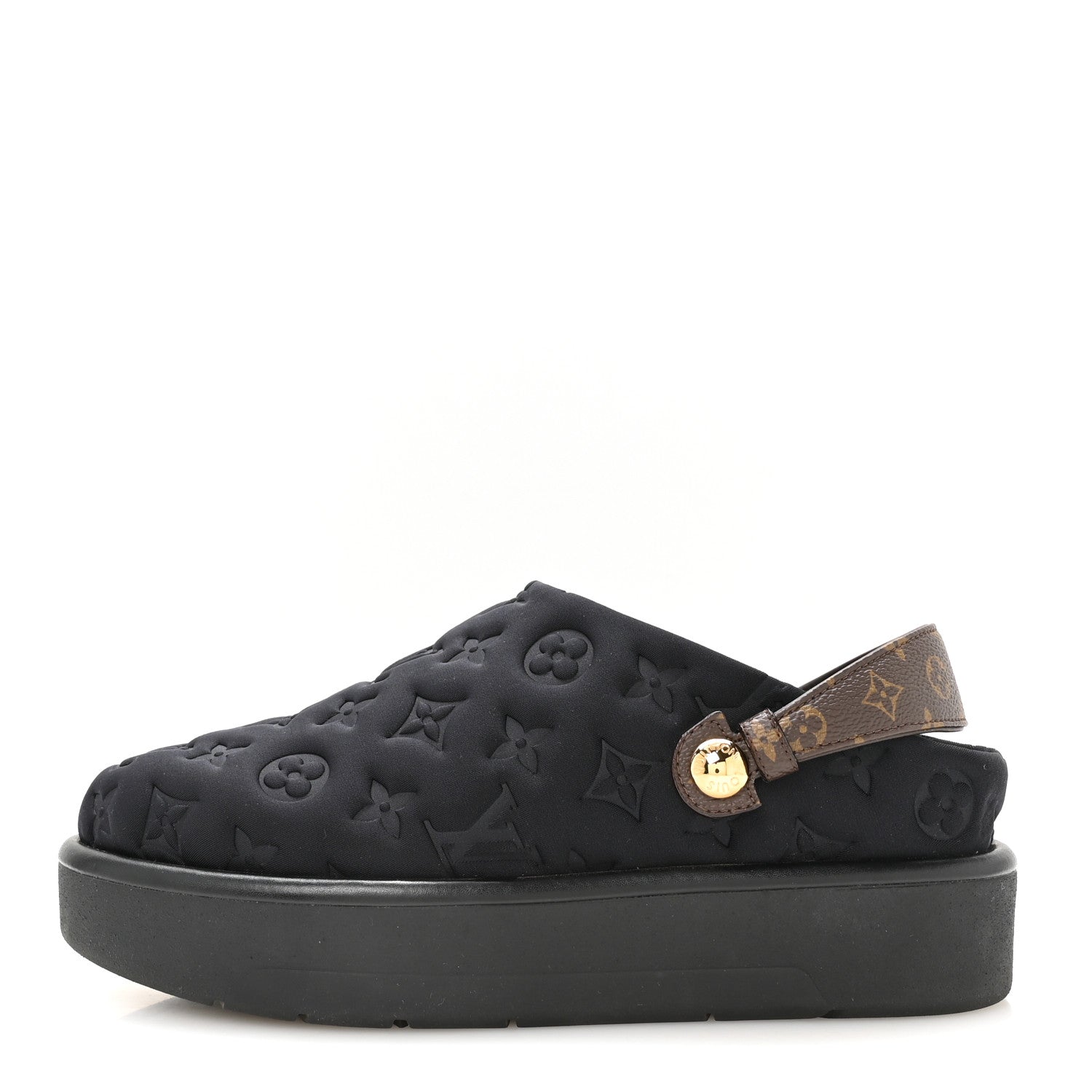 Louis Vuitton Nylon Embossed Monogram Aspen Platform Clog Mules 39.5 Black 1 of 9