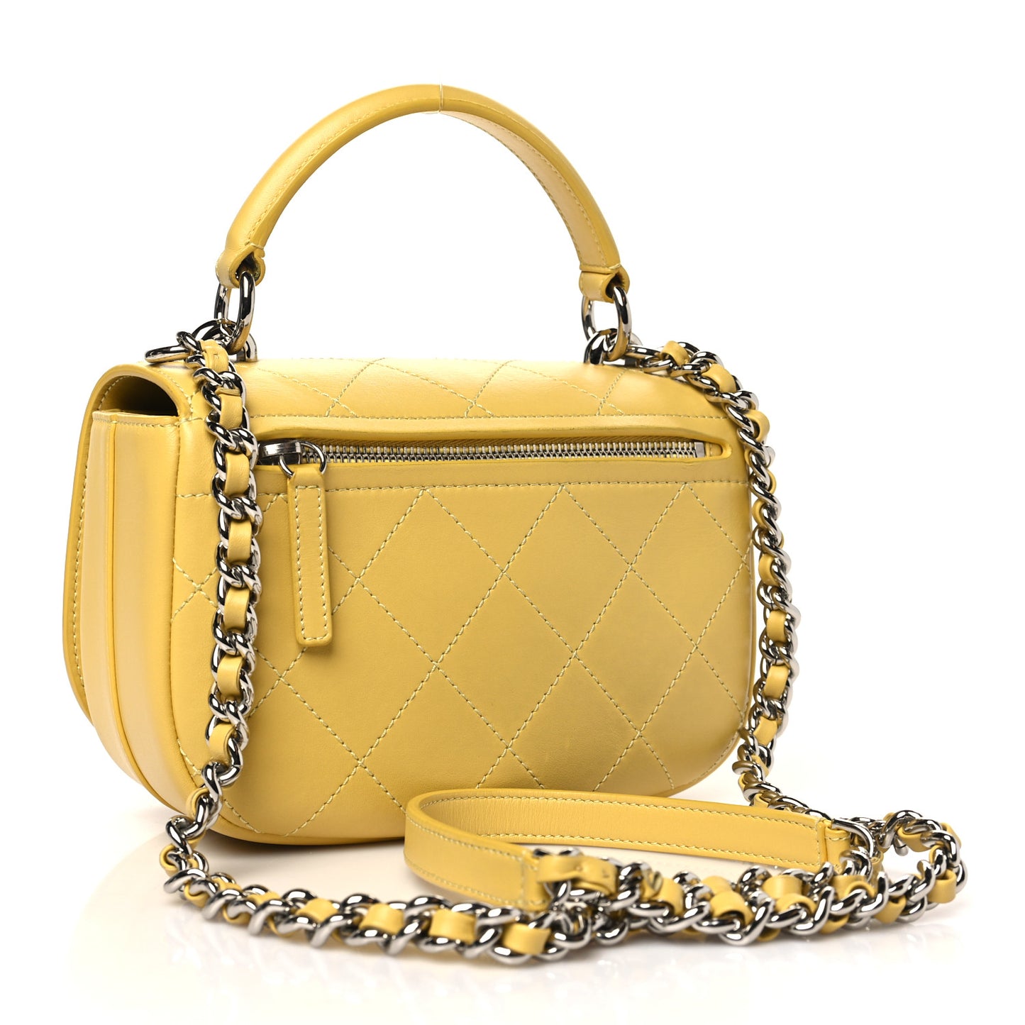 Calfskin Stitched Small Ring My Bag Flap Crossbody Yellow