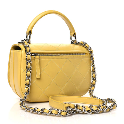 Chanel Calfskin Stitched Small Ring My Bag Flap Crossbody Yellow 3 of 10