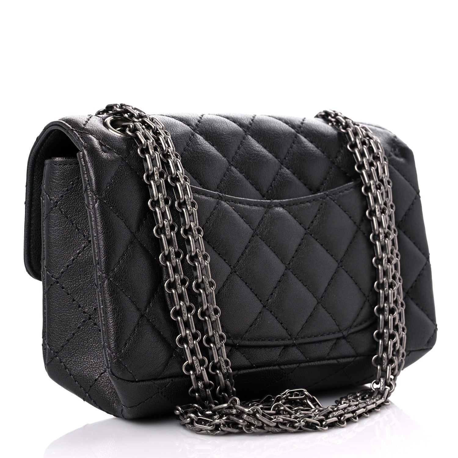 Chanel Metallic Sheepskin Quilted 2.55 Reissue Mini Flap Black 3 of 10