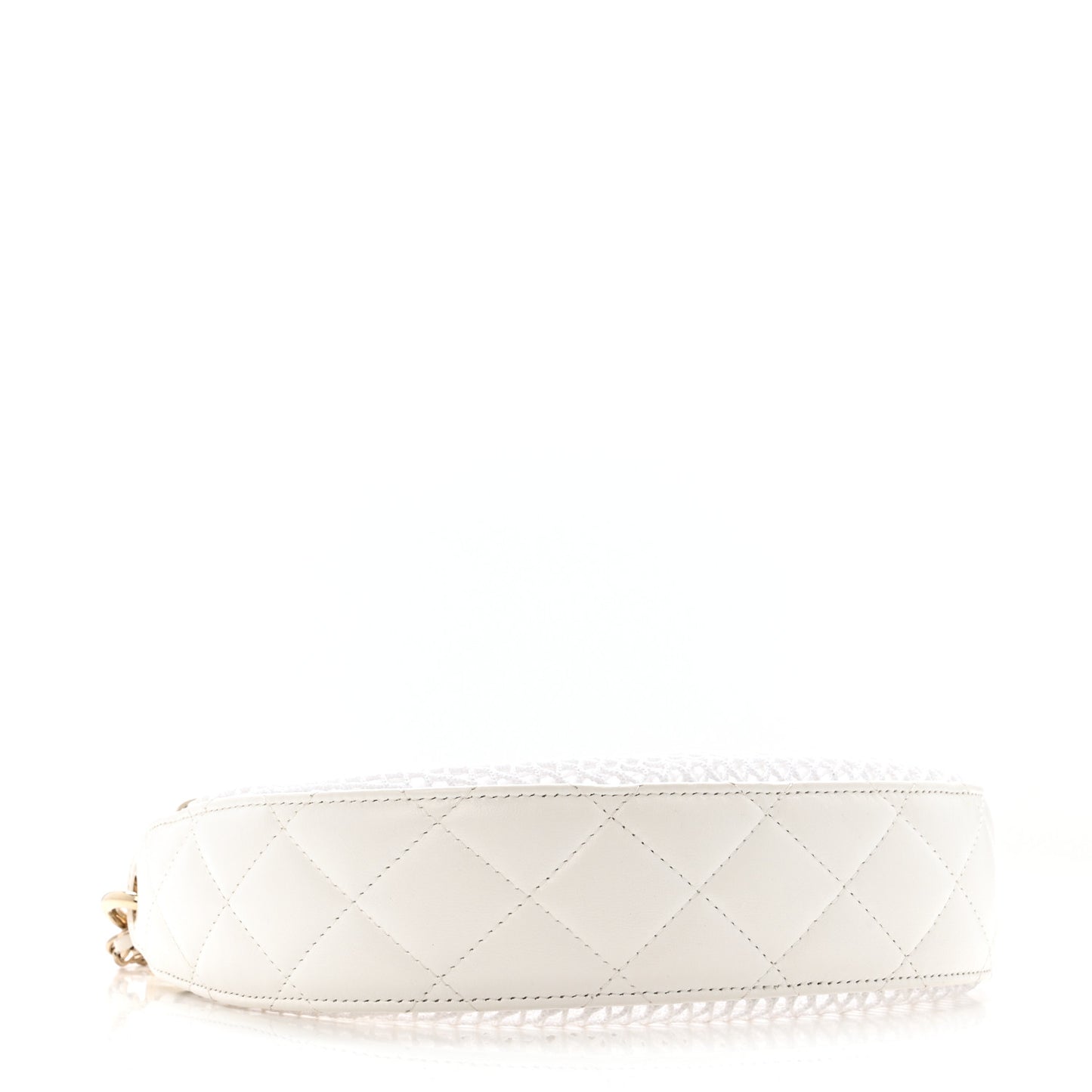 Mesh Shiny Lambskin Chain Hobo White