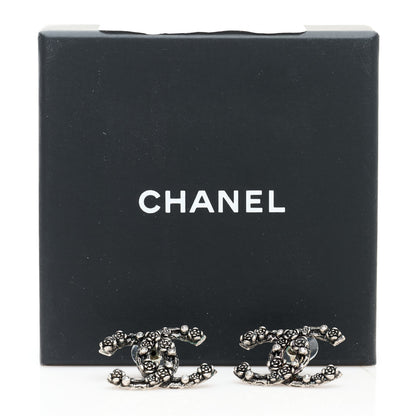 Chanel Crystal CC Camellia Earrings Ruthenium 5 of 5