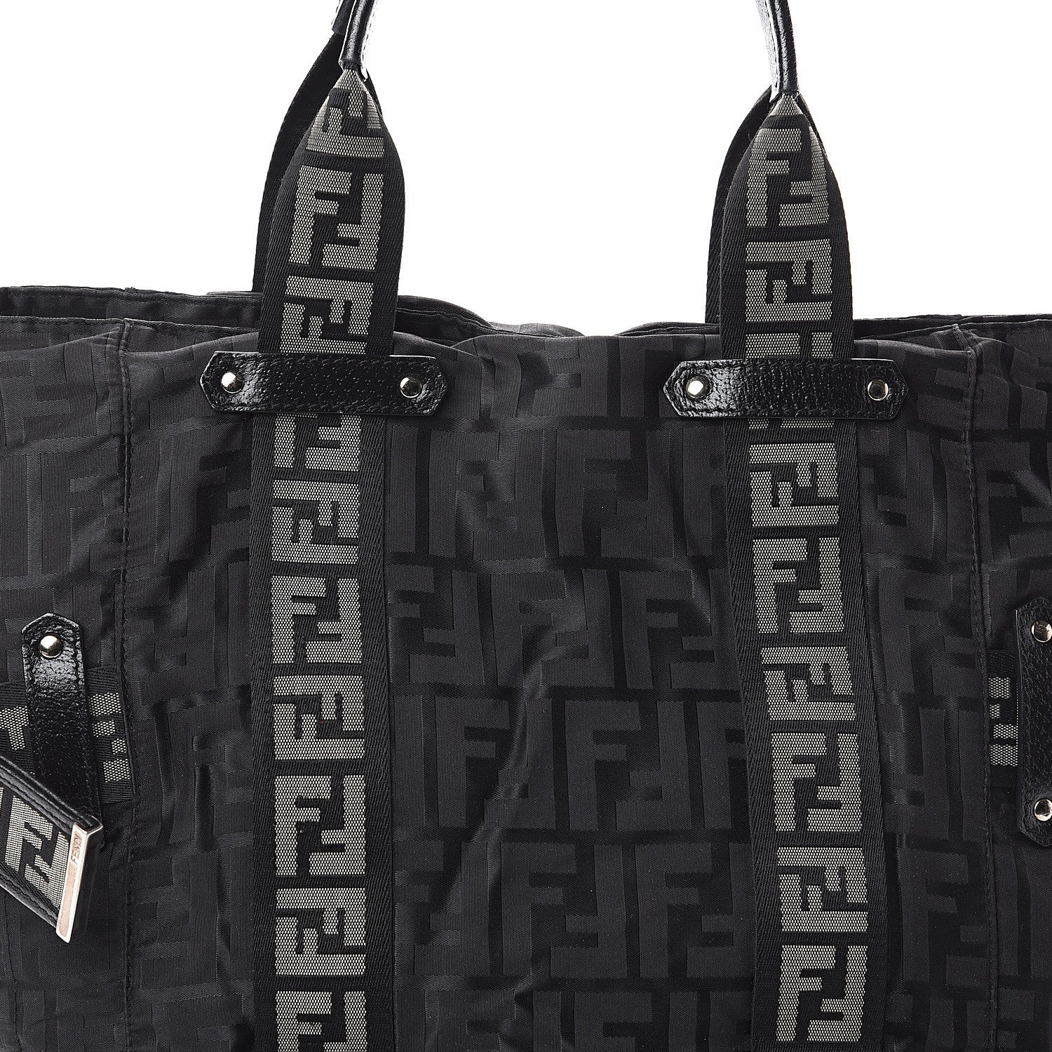 Fendi Zucca Cinghiale Large Zip Code Shopping Tote Black 6 of 10