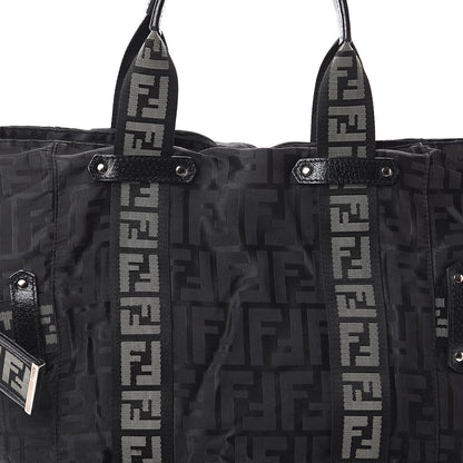 Fendi Zucca Cinghiale Large Zip Code Shopping Tote Black 6 of 10