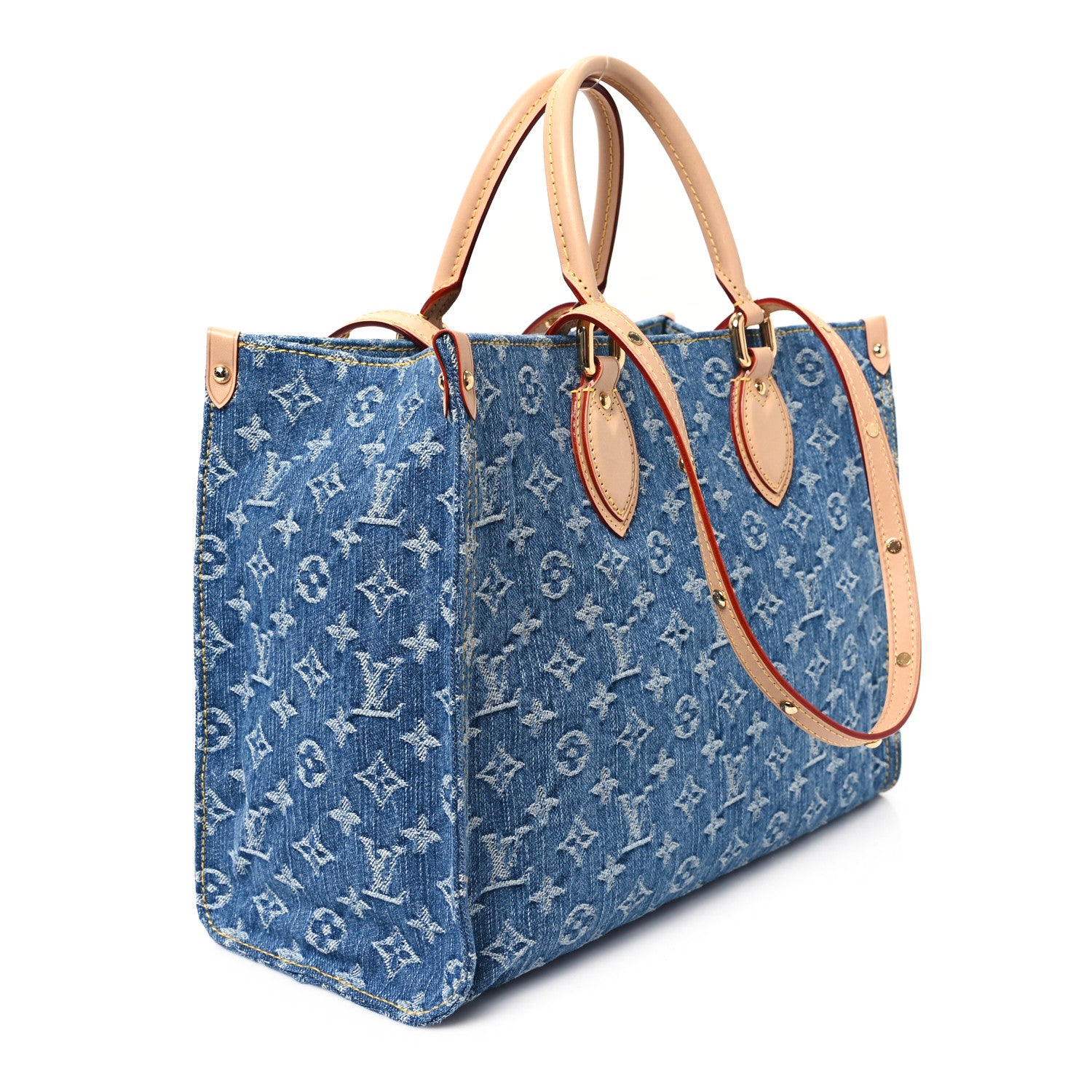 Louis Vuitton Monogram Denim Onthego MM Blue 3 of 10