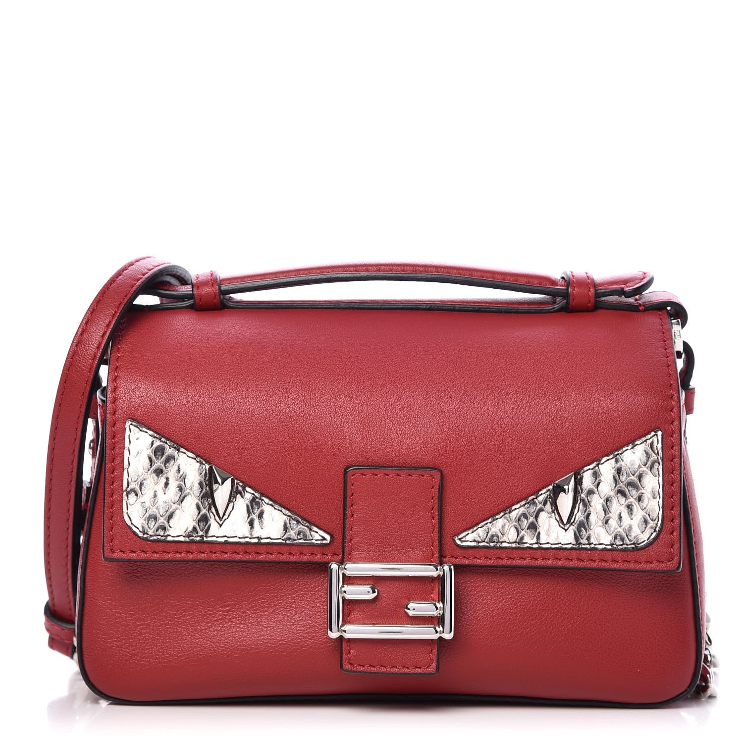 Fendi Vitello Dolce Elaphe Monster Eyes Micro Double Baguette Ribes Naturale 1 of 8