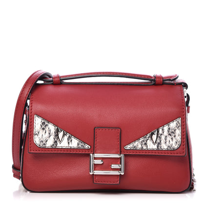 Fendi Vitello Dolce Elaphe Monster Eyes Micro Double Baguette Ribes Naturale 1 of 8