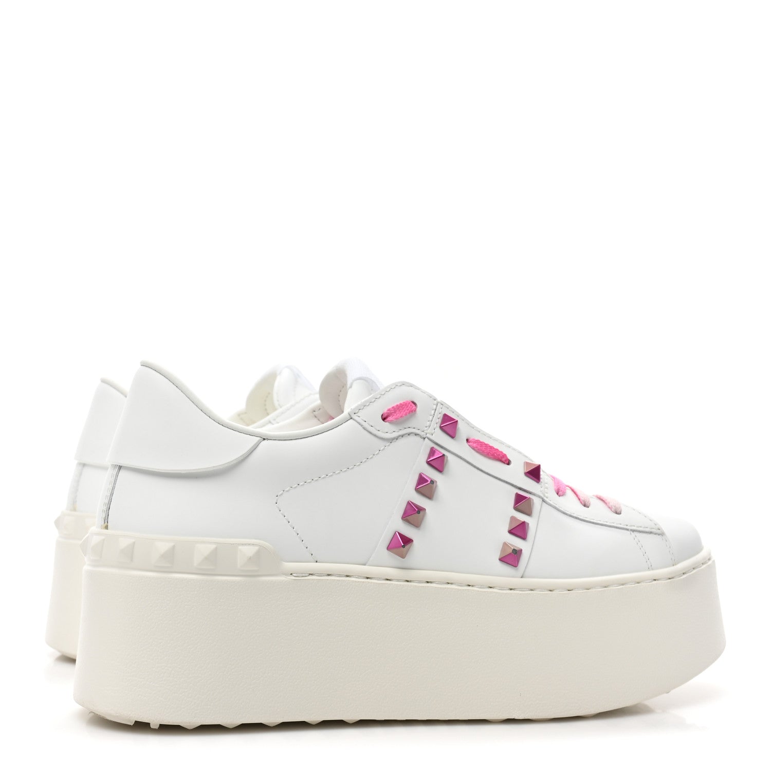 Valentino Garavani Calfskin Rockstud Untitled 57mm Platform Sneakers 38.5 White Pink PP 4 of 8