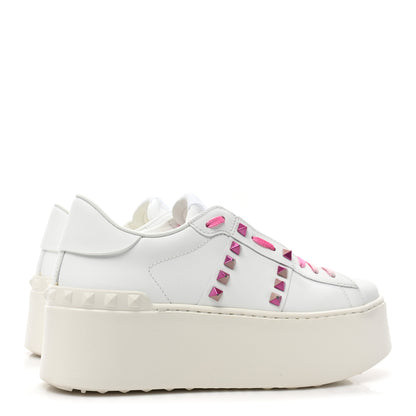 Valentino Garavani Calfskin Rockstud Untitled 57mm Platform Sneakers 38.5 White Pink PP 4 of 8