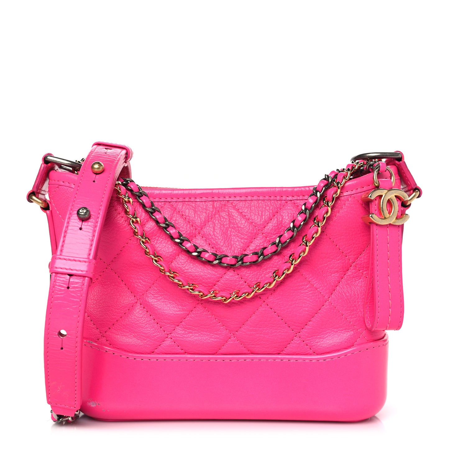 Goatskin Quilted Small Gabrielle Hobo Pink