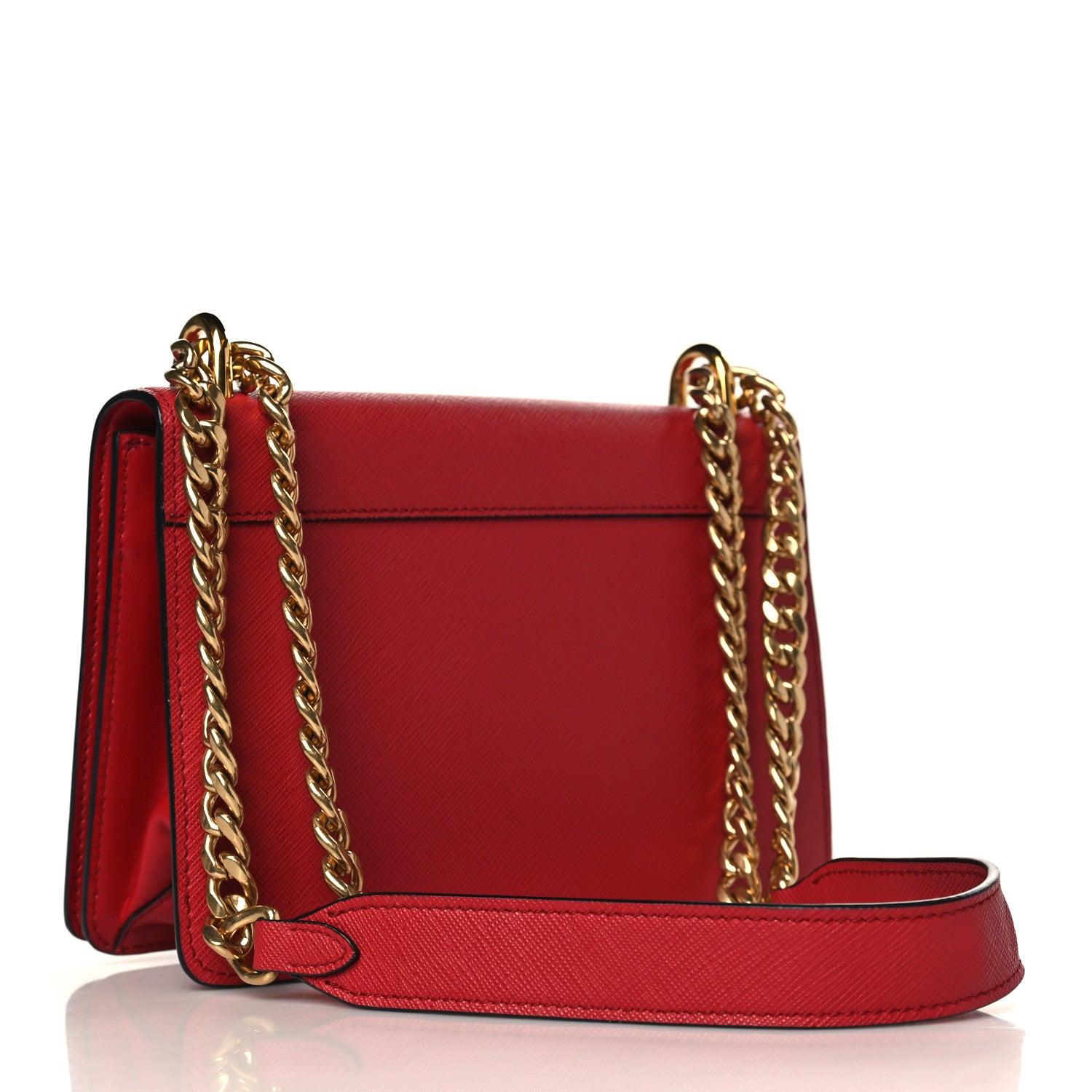 Prada Saffiano Soft Calfskin Chain Crossbody Bag Fuoco 2 of 7