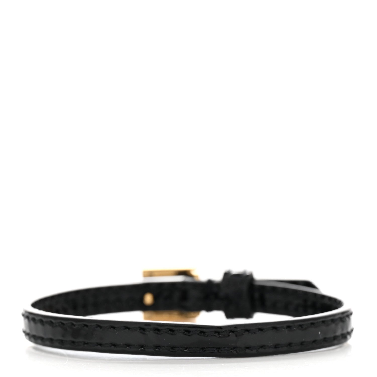 Gucci Metal Calfskin Square G Bracelet S Black Gold 3 of 6