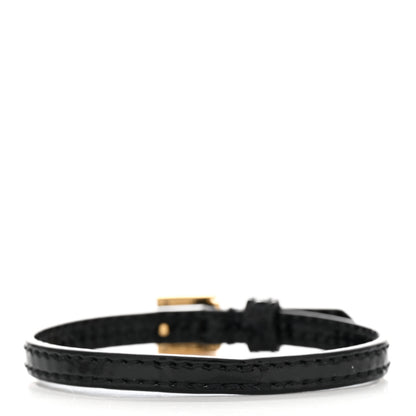 Gucci Metal Calfskin Square G Bracelet S Black Gold 3 of 6