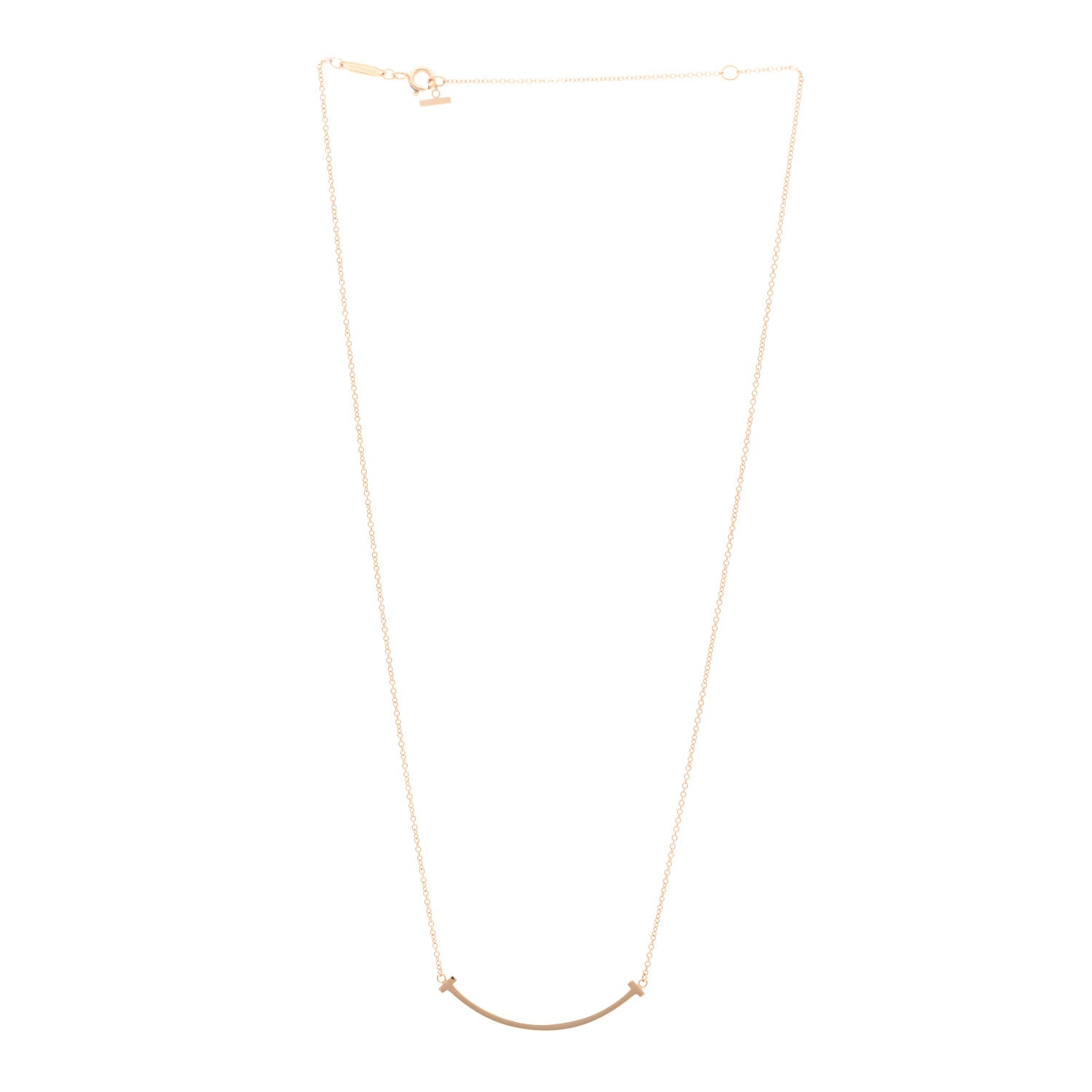 Tiffany 18K Rose Gold Small T Smile Pendant Necklace 3 of 4