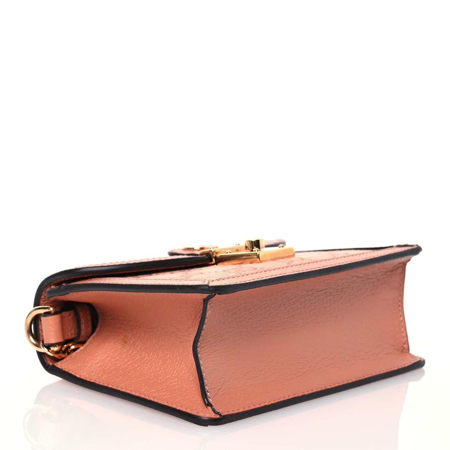 Gucci GG Monogram Textured Dollar Calfskin Mini Ophidia Padlock Top Handle Chain Shoulder Bag Cloche Rose Pink 4 of 16