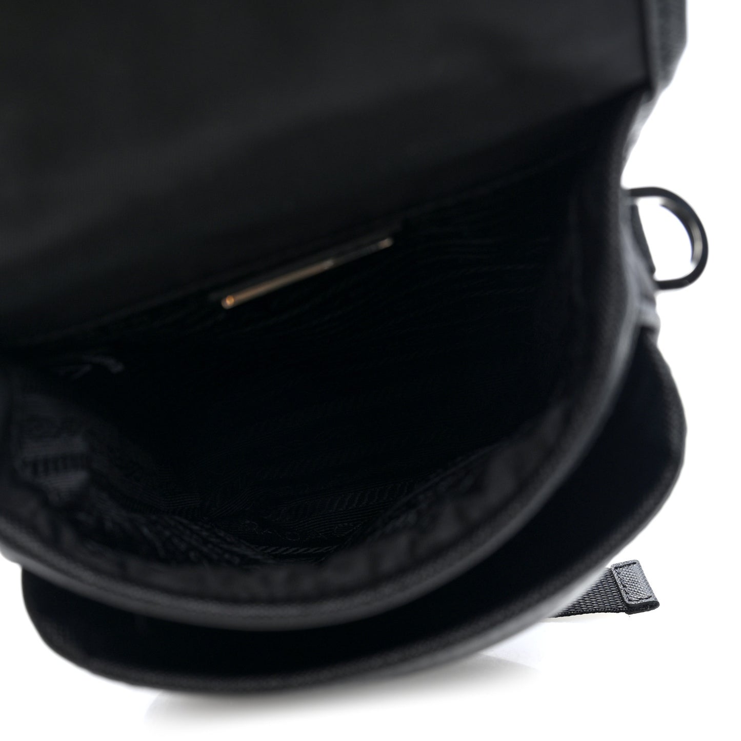 Re-Nylon Saffiano Mini Pocket Single Snap Buckle Messenger Bag Black