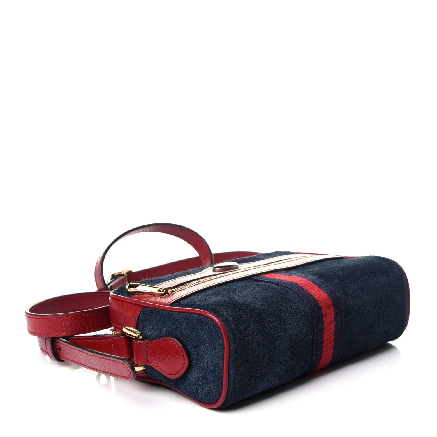 Gucci Suede Calfskin Web Mini Ophidia Shoulder Bag New Blue Romantic Cherry 4 of 12
