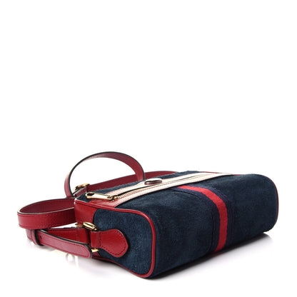 Gucci Suede Calfskin Web Mini Ophidia Shoulder Bag New Blue Romantic Cherry 4 of 12