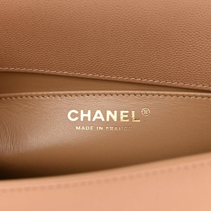 Chanel Caviar Chevron Quilted Medium Boy Flap Dark Beige 6 of 11