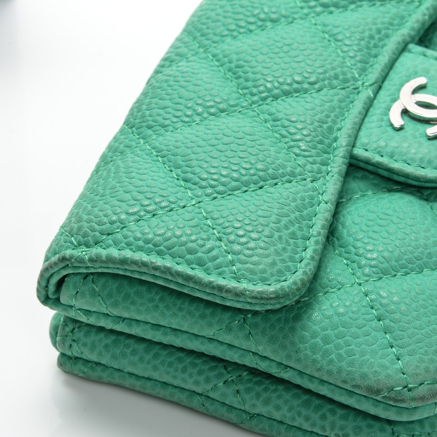 Chanel Iridescent Caviar Quilted Card Holder Turquoise 11 of 11