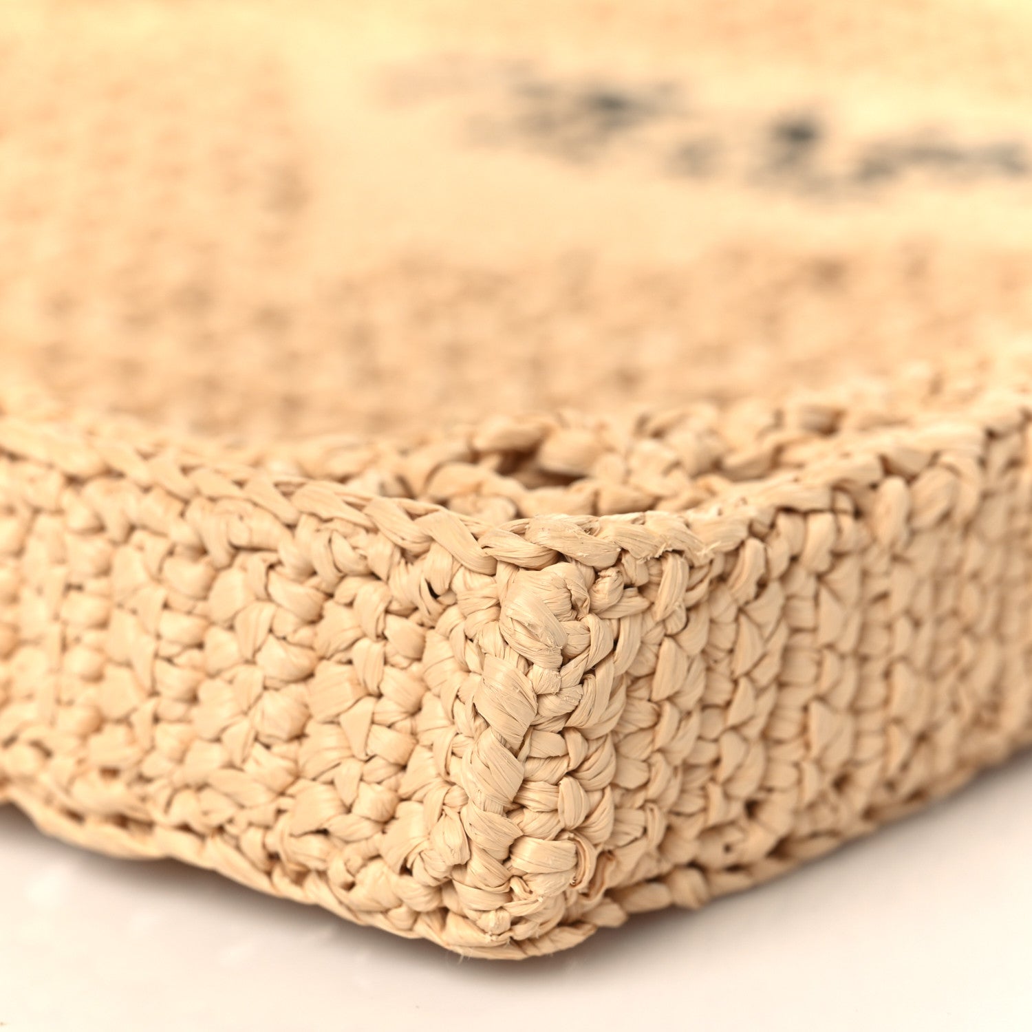 Prada Yarn Raffia Effect Crochet Logo Embroidered Tote Bag Naturale 8 of 8