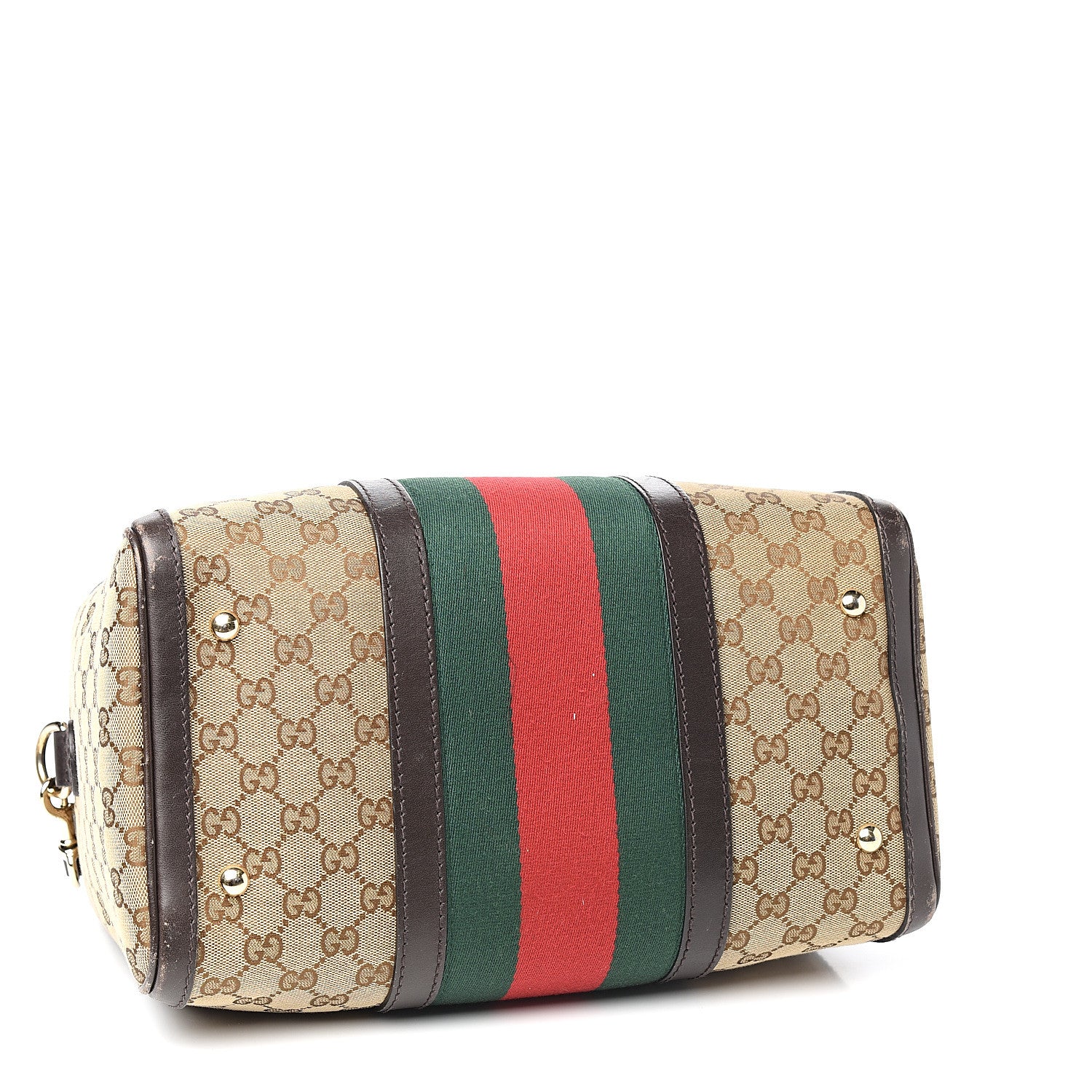 Gucci Monogram Vintage Web Medium Boston Dark Brown 3 of 10