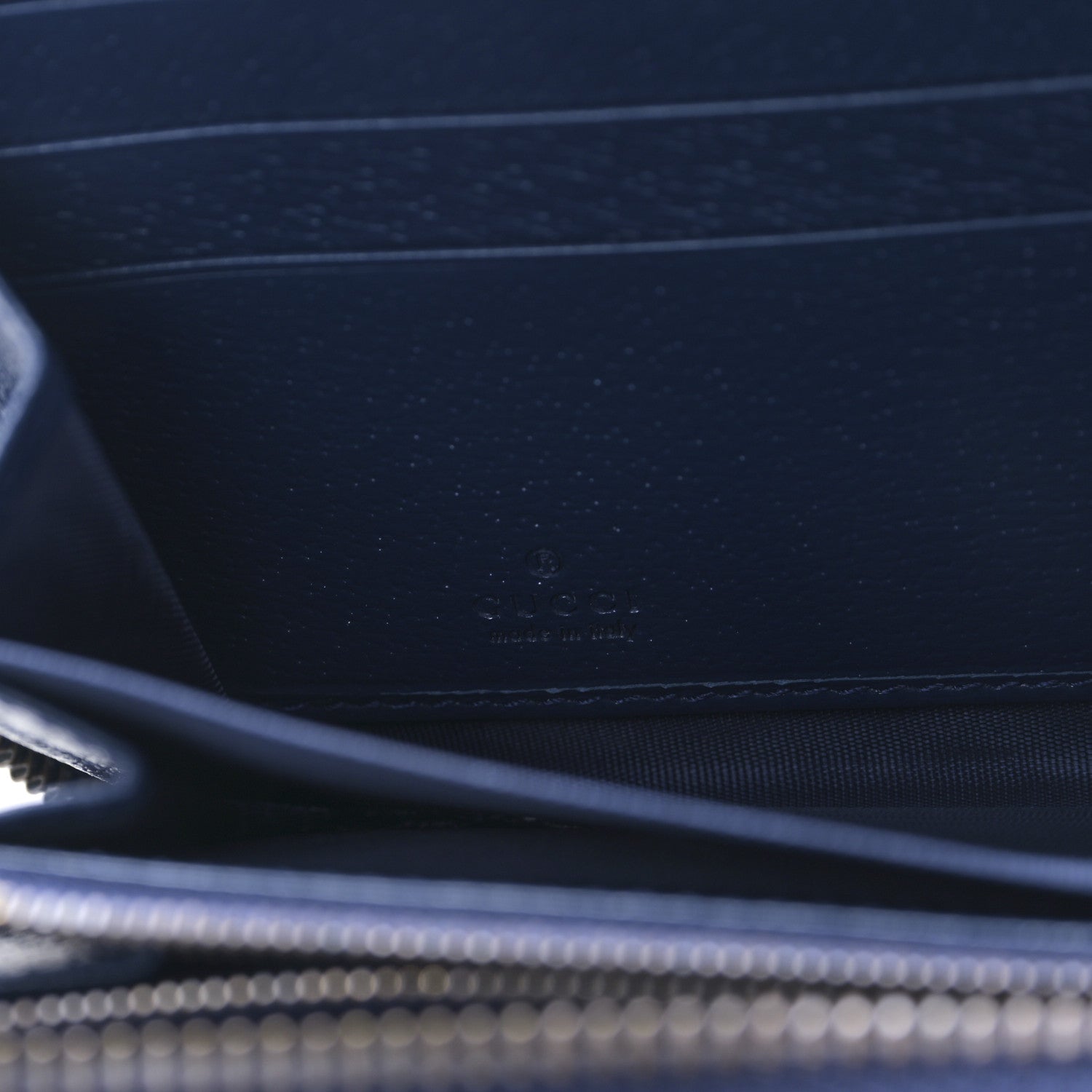 Gucci Wonka Grain Calfskin Diana Zip Around Continental Wallet Navy 7 of 9