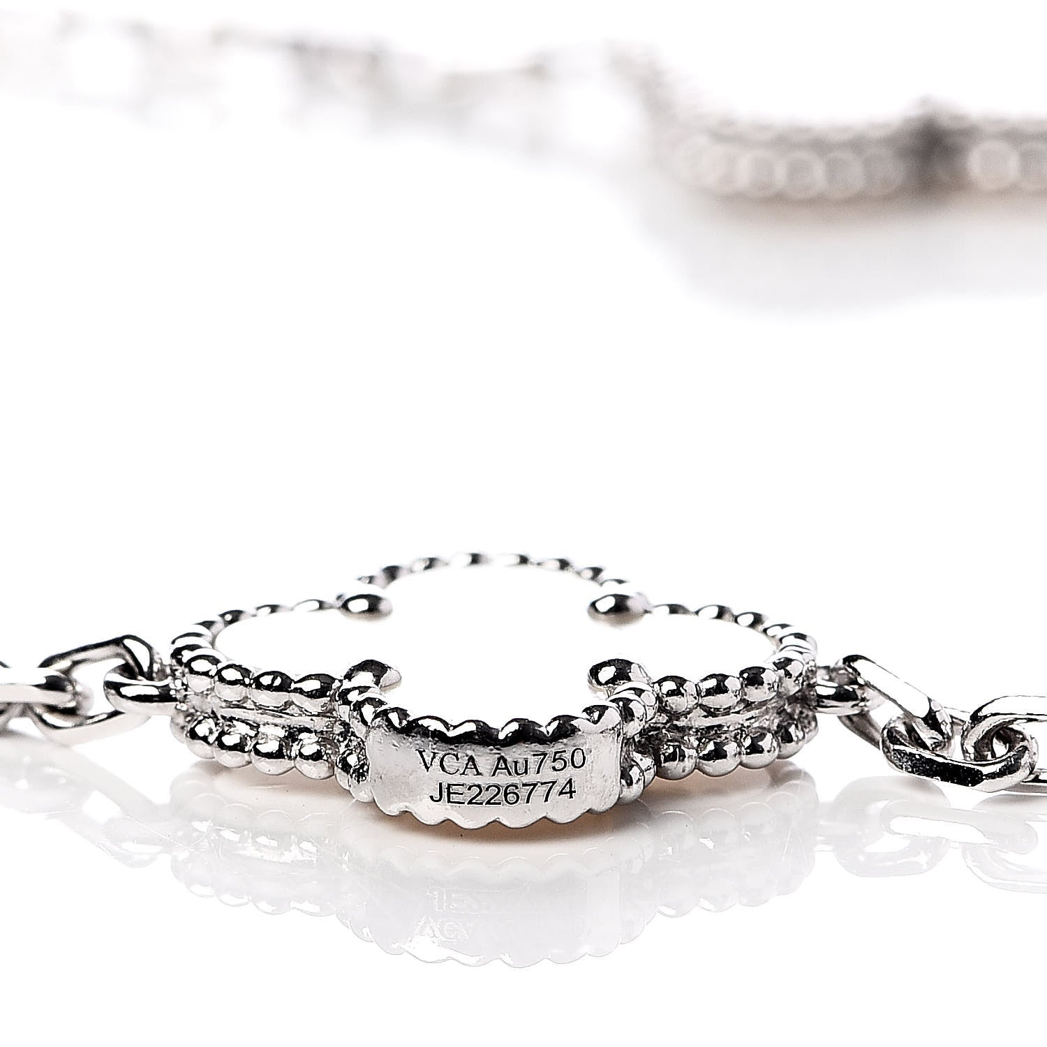 Van Cleef & Arpels 18K White Gold Mother of Pearl 10 Motifs Vintage Alhambra Necklace 5 of 6