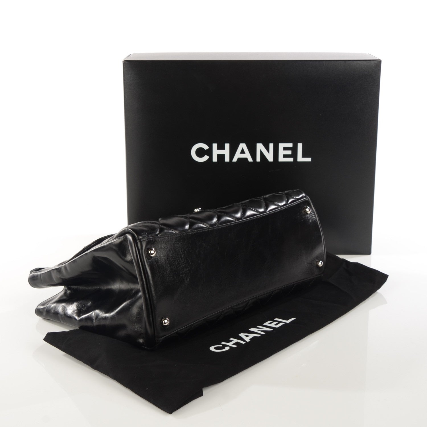 Chanel Glazed Calfskin Quilted Small CC Delivery Tote Black 4 of 7