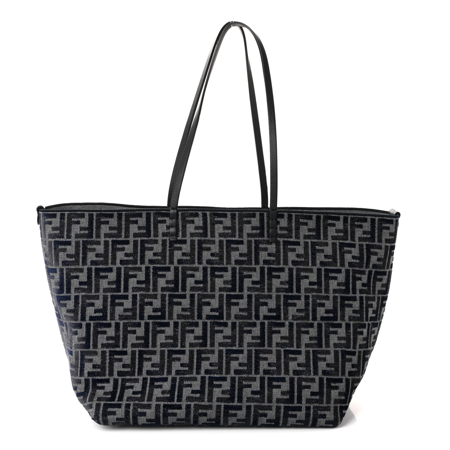 Chenille Vitello Santa Barbara FF Large Roll Reversible Shopping Tote Grigio Notte Flamingo