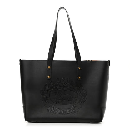 Burberry Calfskin Embossed Crest Medium Tote Black 1 of 9