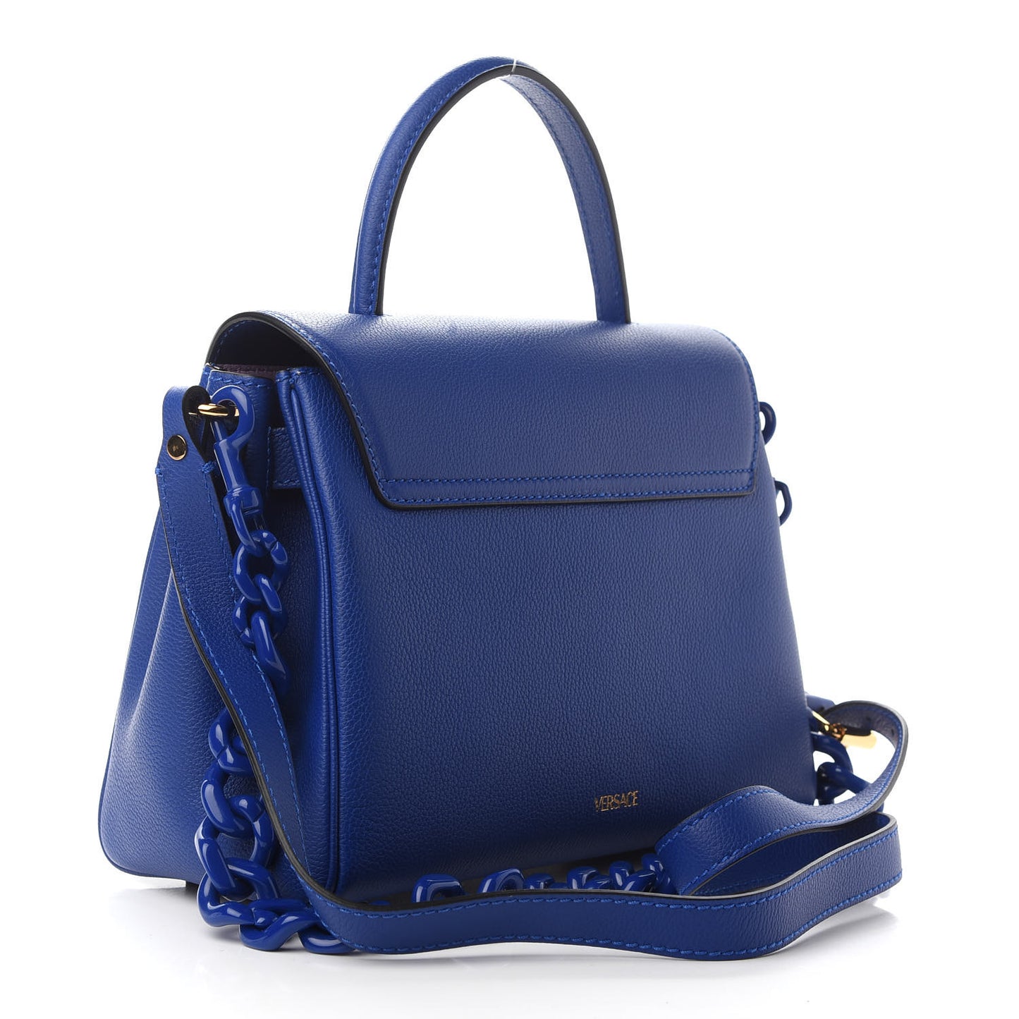 Grained Calfskin Small La Medusa Top Handle Bag Lapis