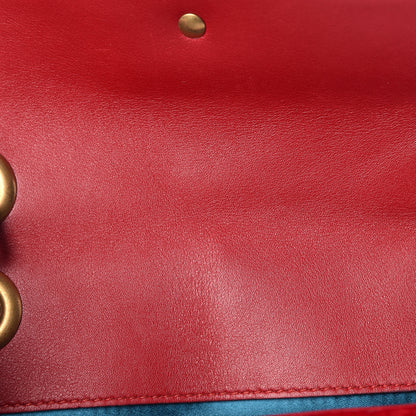 Gucci Velvet Matelasse Mini GG Marmont Shoulder Bag Hibiscus Red 10 of 12