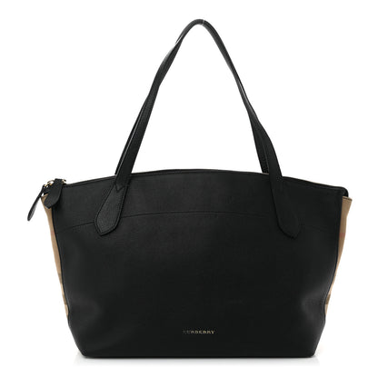 Burberry Derby Calfskin House Check Medium Welburn Tote  Black 1 of 11