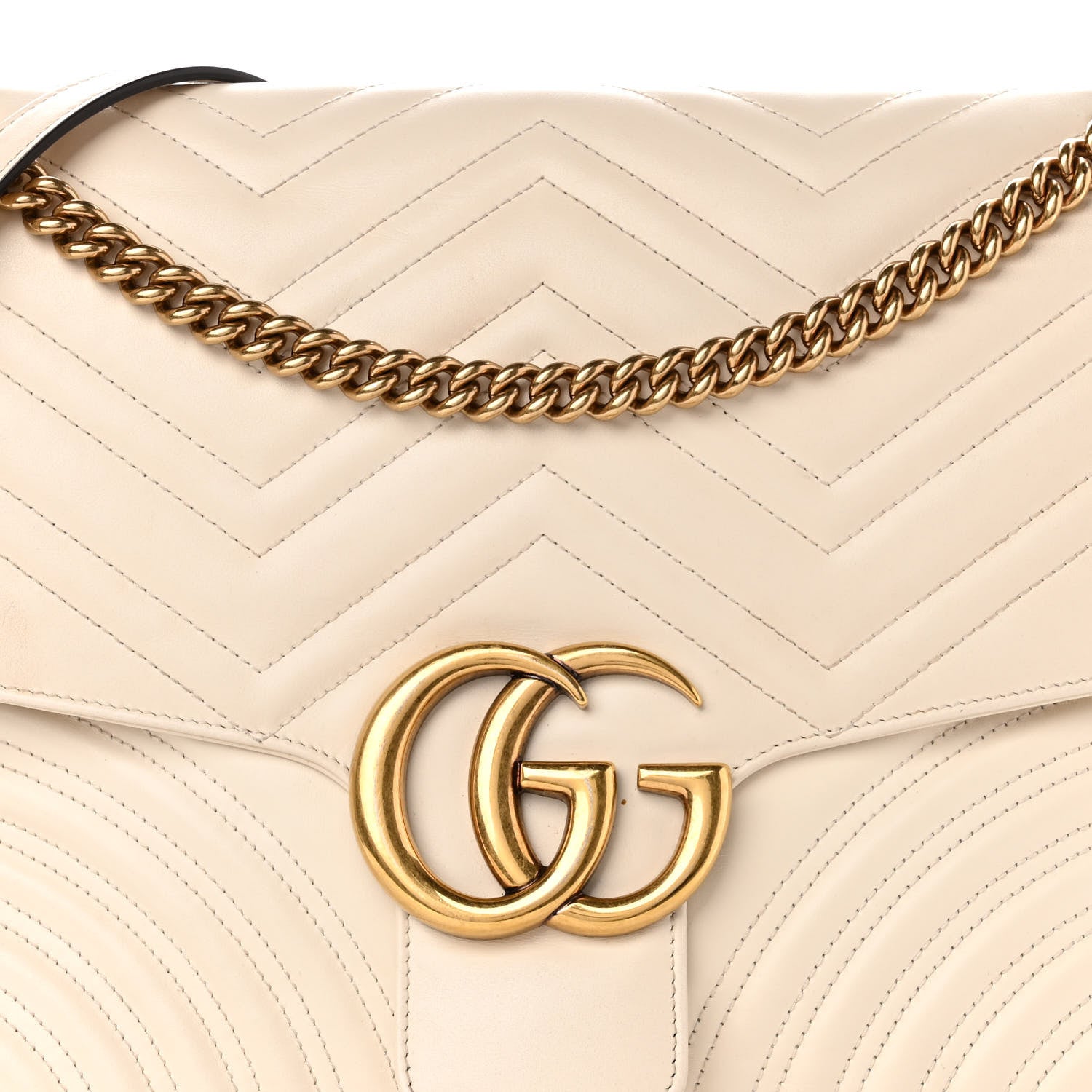 Gucci Calfskin Matelasse Large GG Marmont Shoulder Bag Mystic White 8 of 13