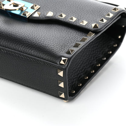 Valentino Garavani Pebbled Calfskin Medium Rockstud Flip Lock Crossbody Bag Black 9 of 9
