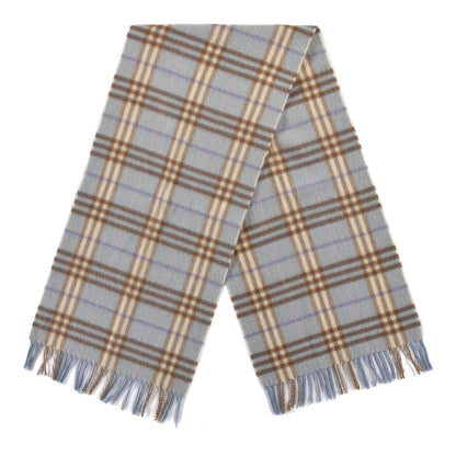 Burberry Cashmere Check Fringe Scarf Light Blue 2 of 3