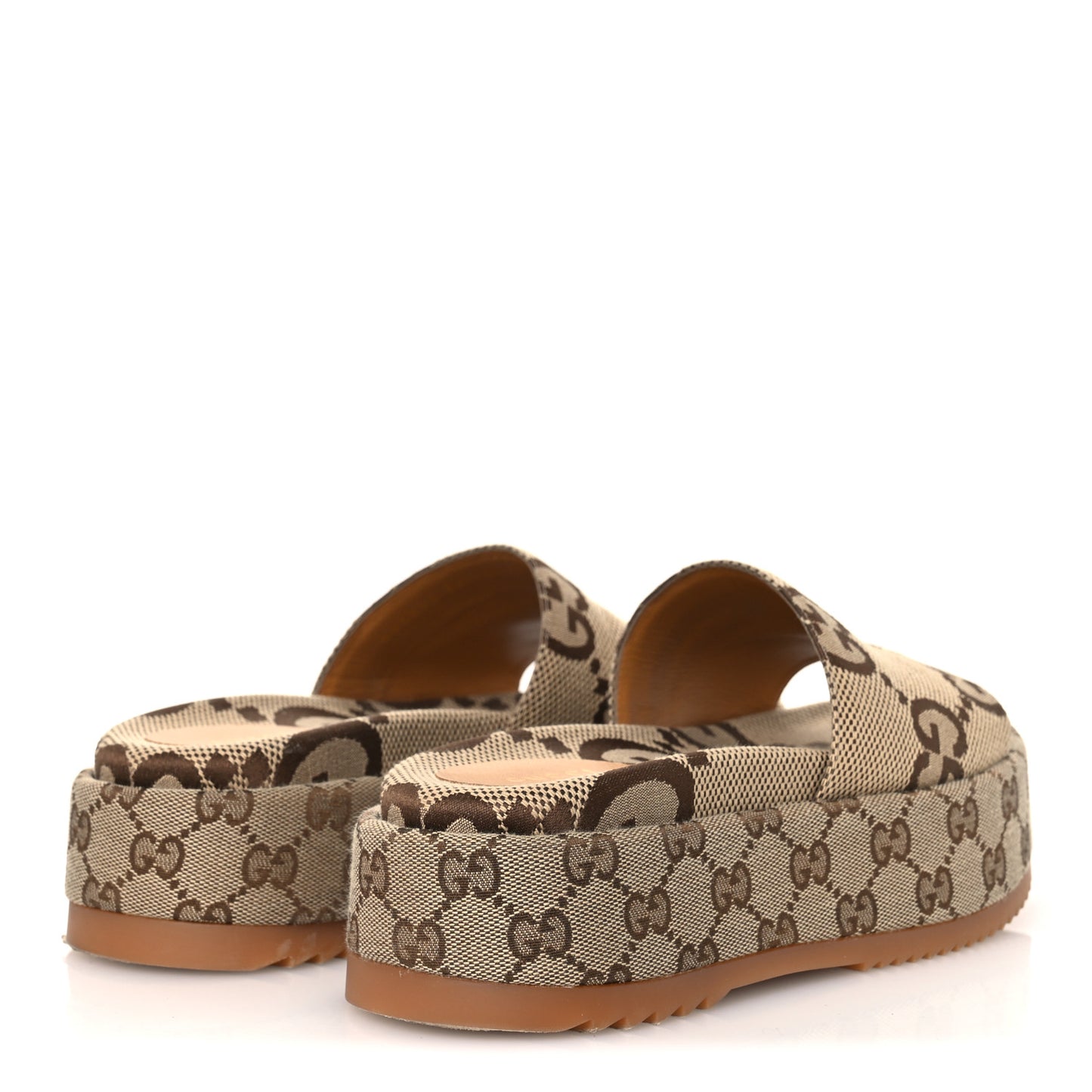 Monogram Maxi GG Angelina Platform 55mm Slide Sandals 36 Camel Ebony