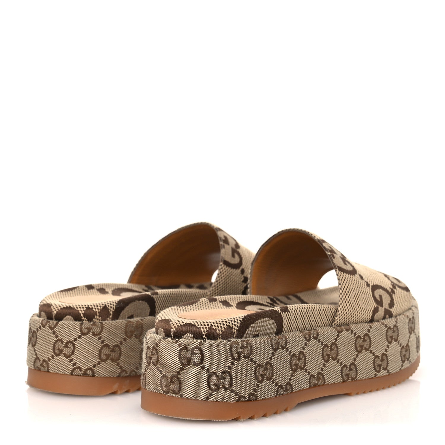 Gucci Monogram Maxi GG Angelina Platform 55mm Slide Sandals 36 Camel Ebony 5 of 11