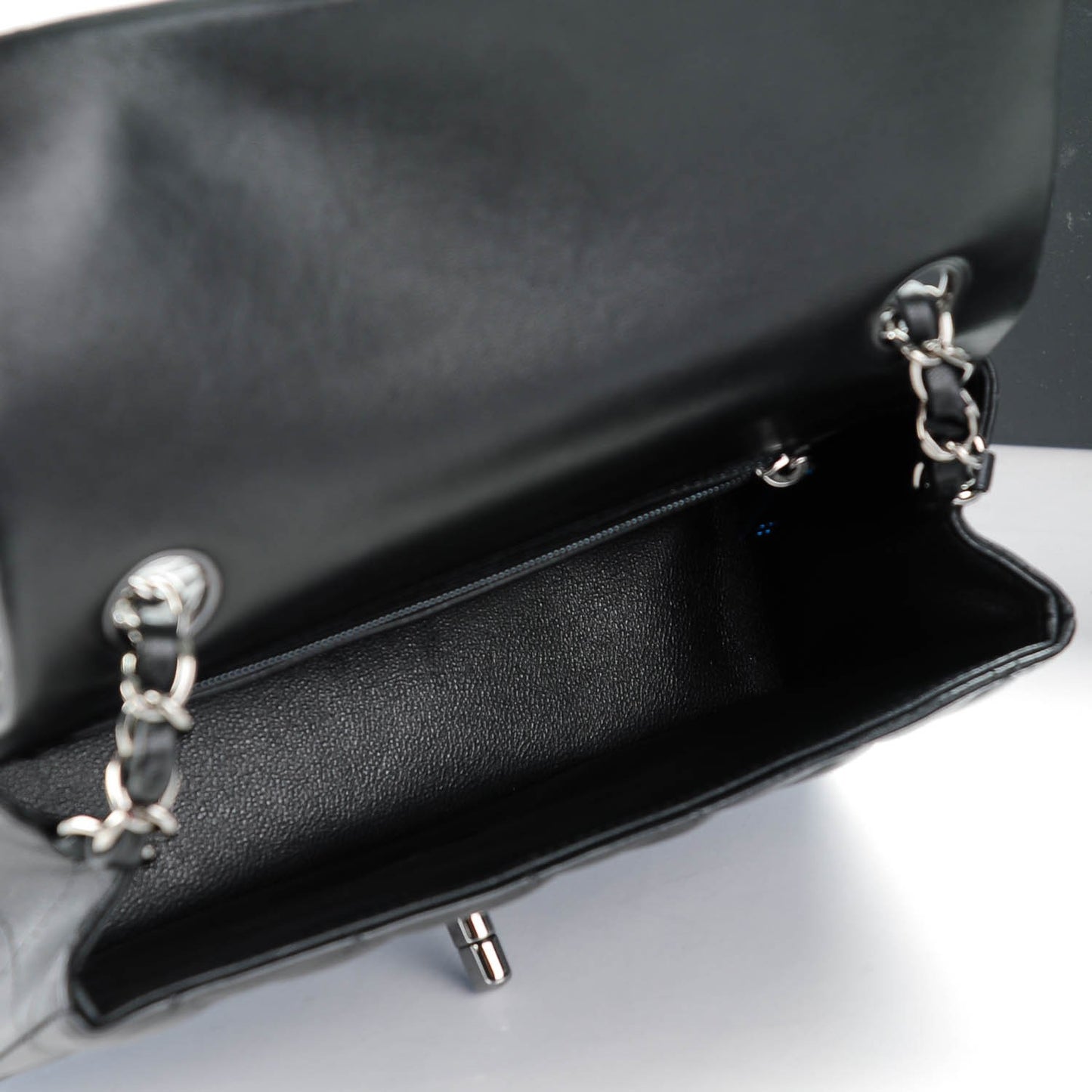 Lambskin Quilted Mini Rectangular Flap Black