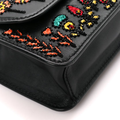 Valentino Garavani Calfskin Embroidered Beaded Rockstud Small Demilune Shoulder Bag Black Multicolor 12 of 14