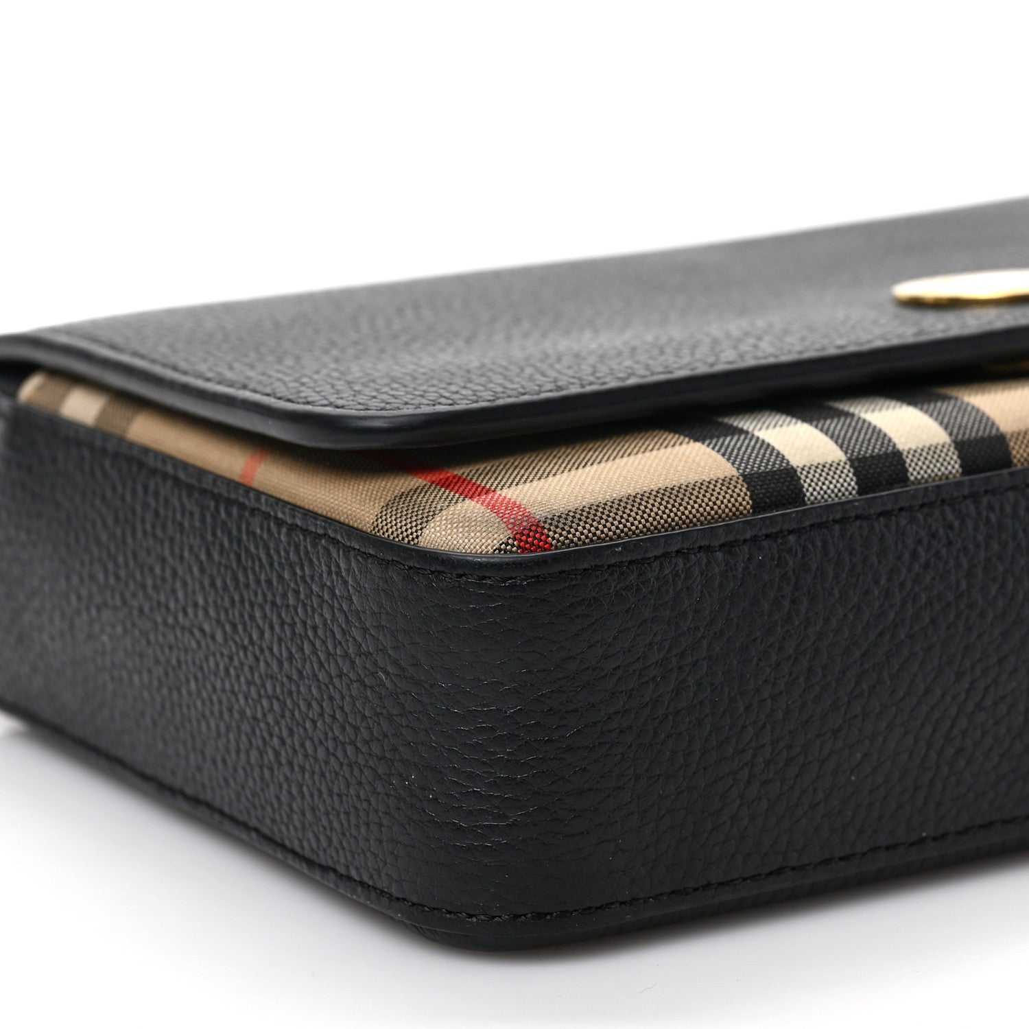 Burberry Grainy Calfskin Vintage Check Hampshire Crossbody Black 8 of 8