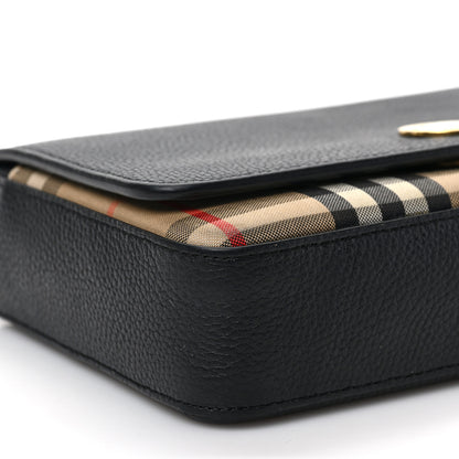 Burberry Grainy Calfskin Vintage Check Hampshire Crossbody Black 8 of 8