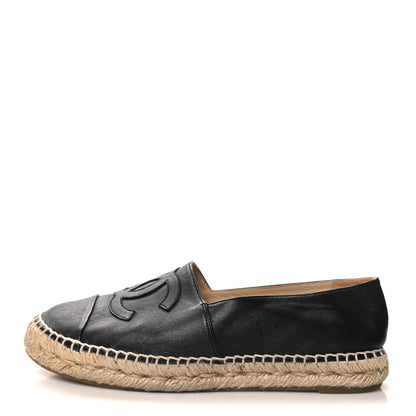 Chanel Lambskin CC Espadrilles 39 Navy Black 1 of 10