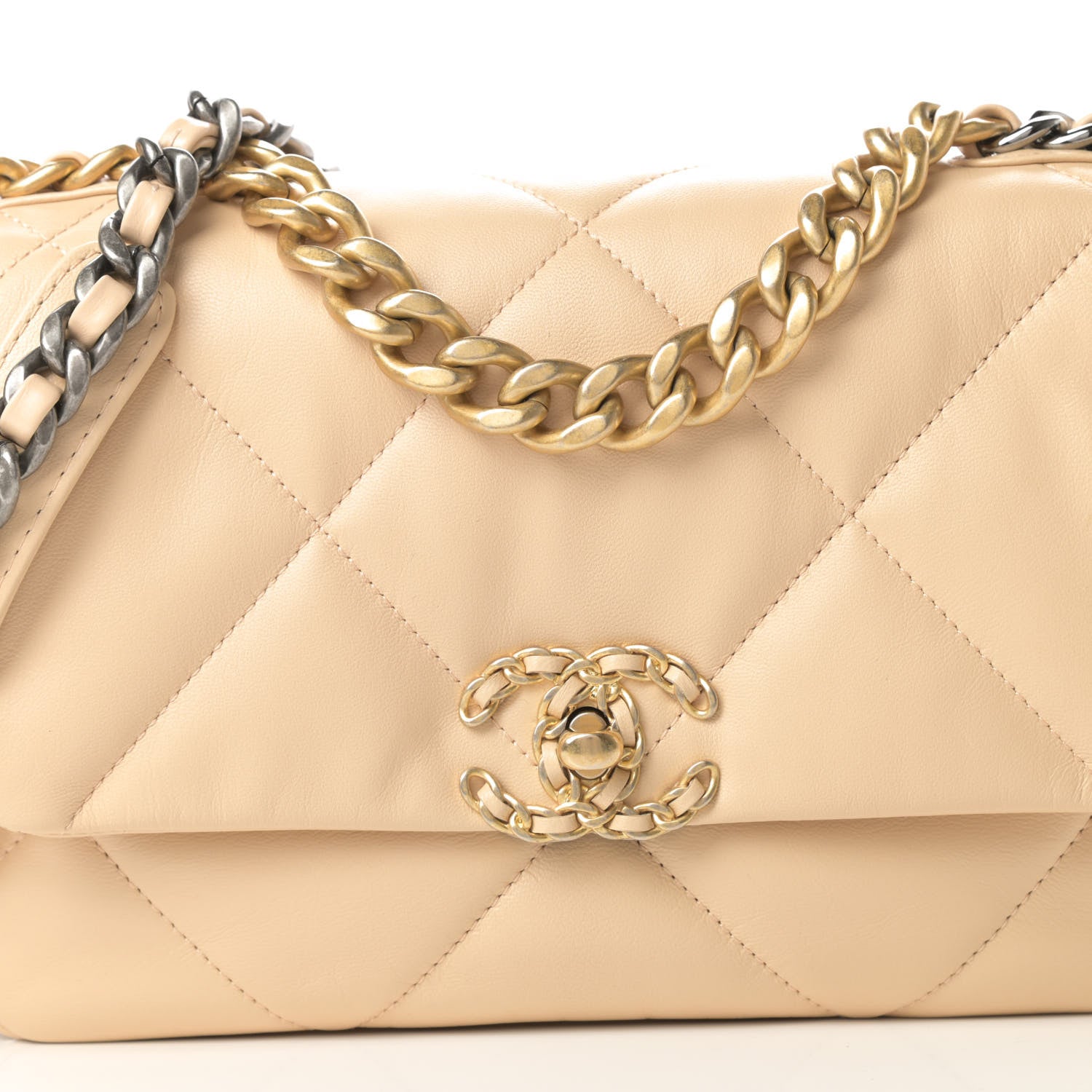 Chanel Lambskin Quilted Medium Chanel 19 Flap Beige 8 of 11